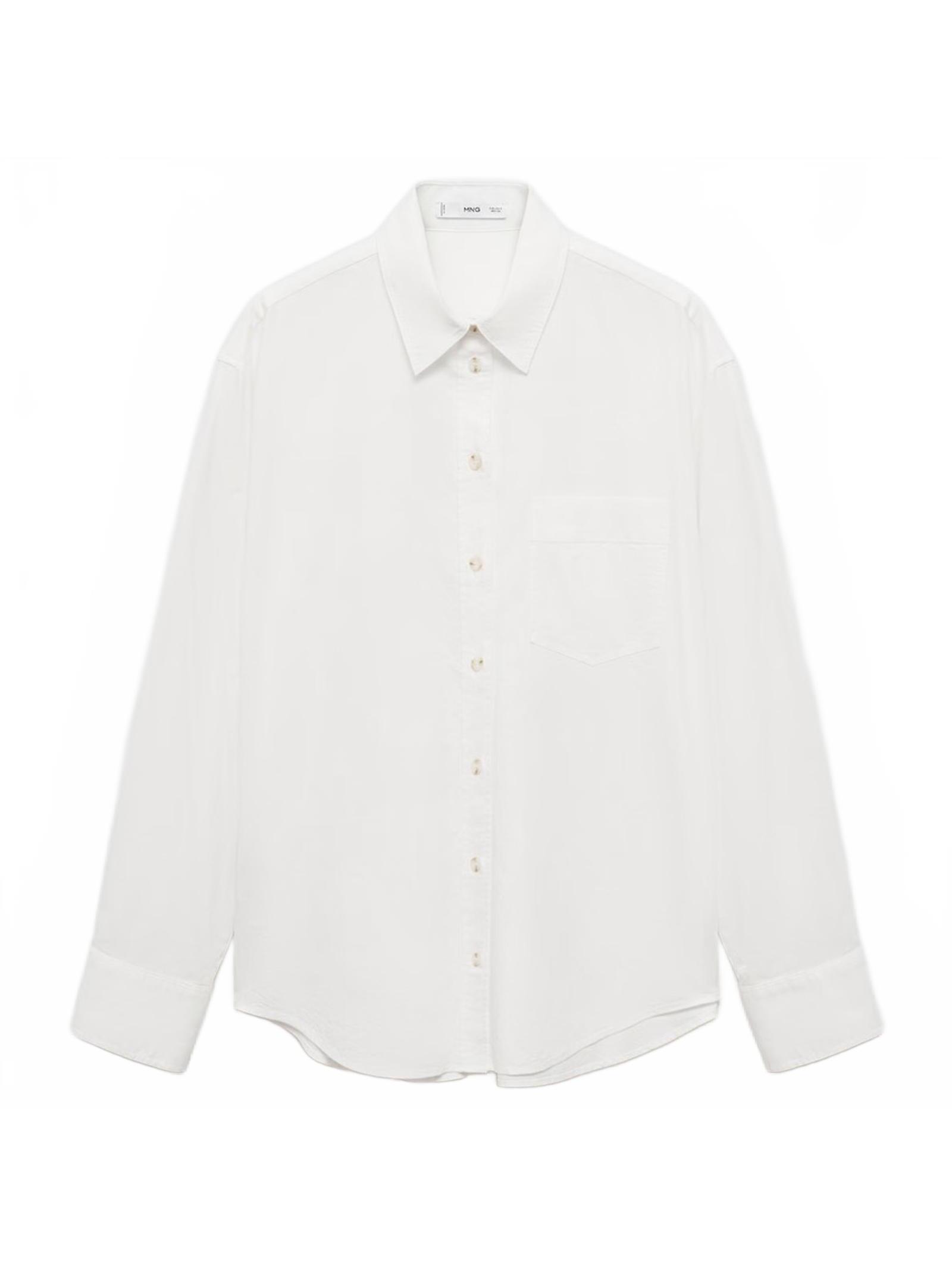 Mango Long Sleeved Cotton Shirt Off White Nwt Size 8/Large